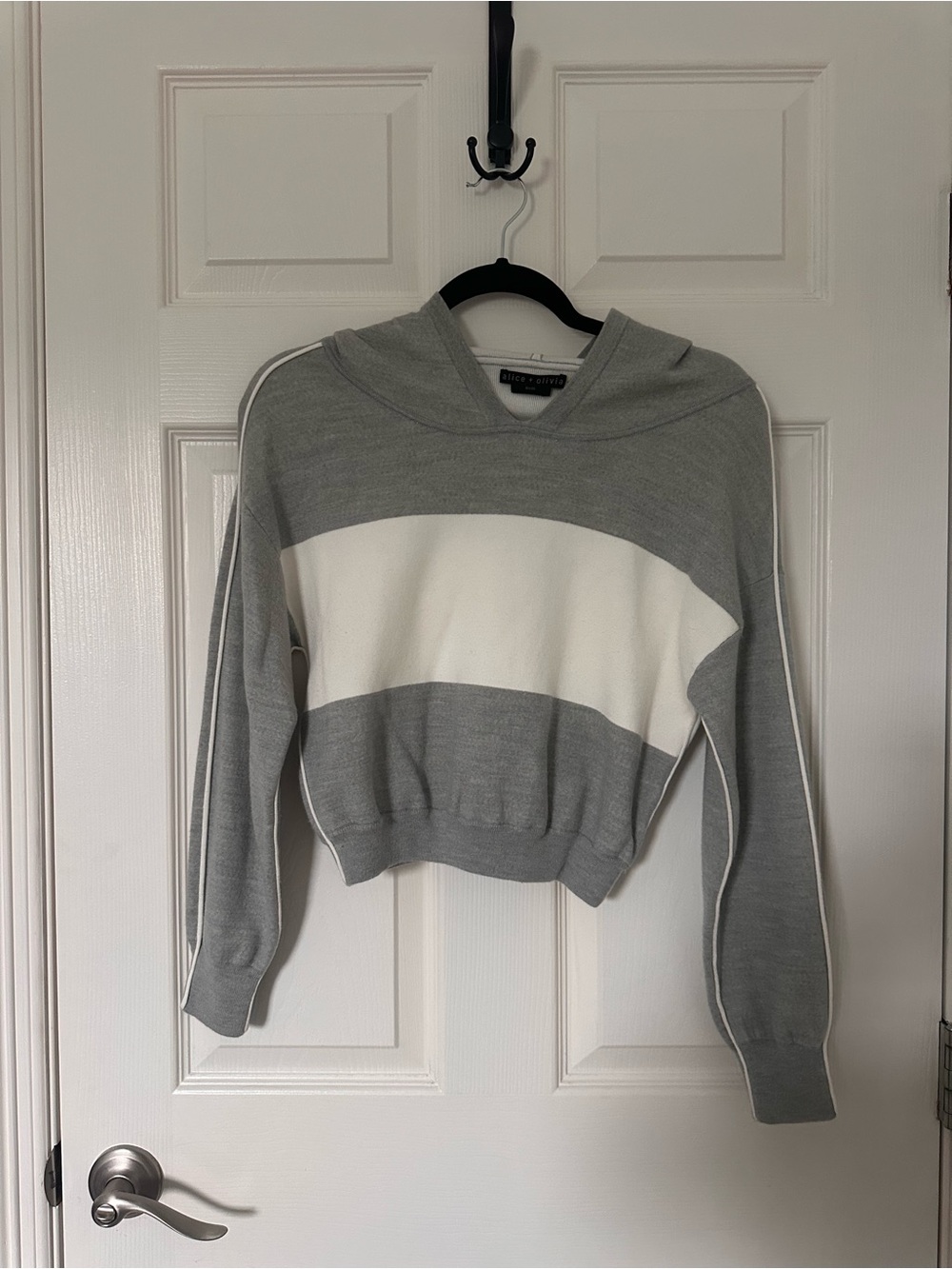 Alice + Olivia Hooded Stripe Sweater
